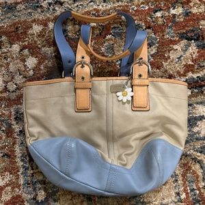 Coach Daisy Cream and Blue Purse